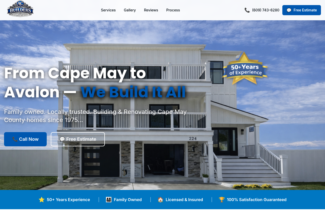 Homepage design for AC Builders (acbuildersllc.net)