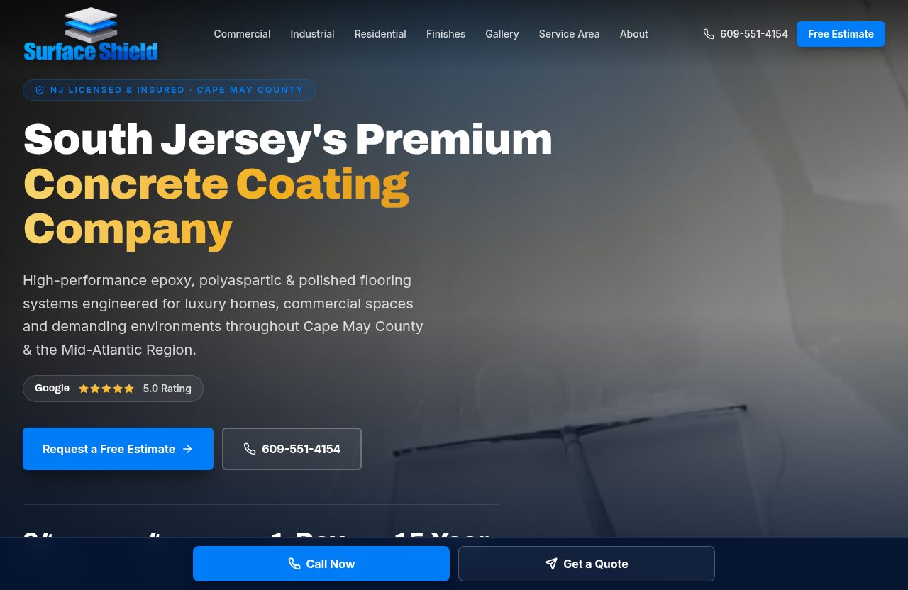 Homepage design for Surface Shield (shieldyourfloors.com)